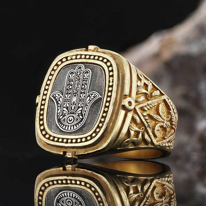 925 Sterling Silver Hamsa Ring by SWISS PLUS - Jewish Collection