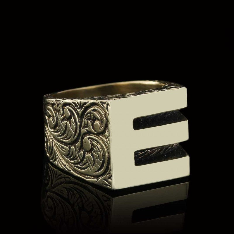 925 Sterling Silver Handmade Letter E Ring - view 3