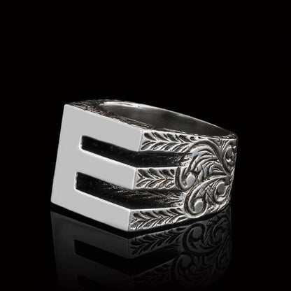 925 Sterling Silver Handmade Letter E Ring by SWISS PLUS - Letter Collection - view 4