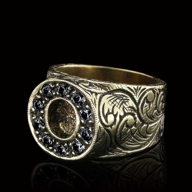 925 Sterling Silver Handmade Monogram O Bold Alphabet Ring - view 3