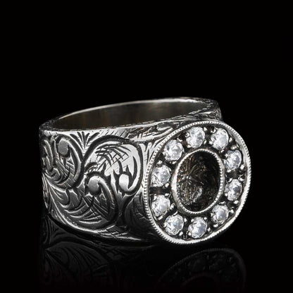 925 Sterling Silver Handmade Monogram O Bold Alphabet Ring by SWISS PLUS - Letter Collection - view 4