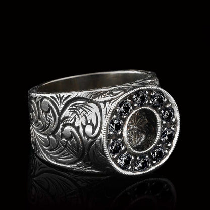 925 Sterling Silver Handmade Monogram O Bold Alphabet Ring by SWISS PLUS - Letter Collection - view 6