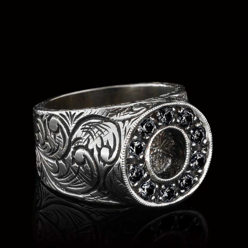 925 Sterling Silver Handmade Monogram O Bold Alphabet Ring