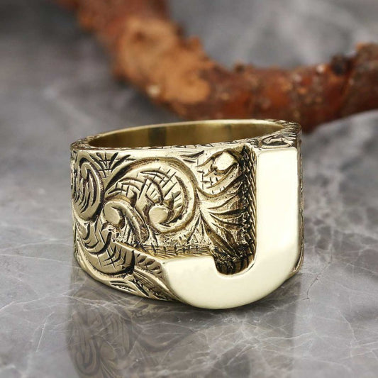 925 Sterling Silver J Letter Ring - view 1