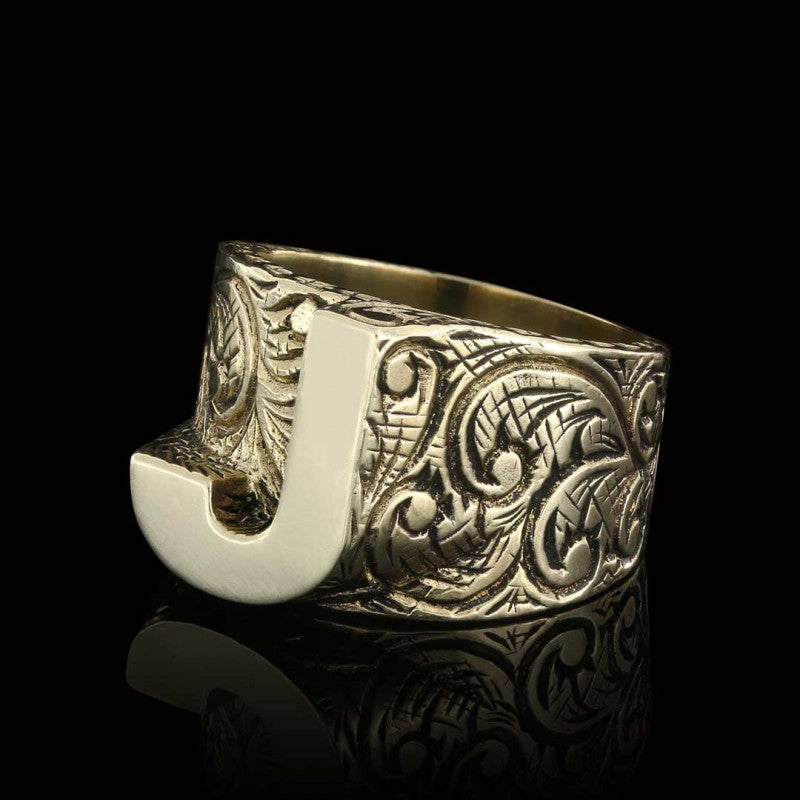 925 Sterling Silver J Letter Ring by SWISS PLUS - Letter Collection - view 2