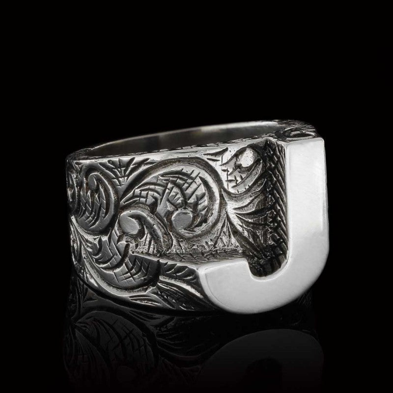 925 Sterling Silver J Letter Ring - view 5