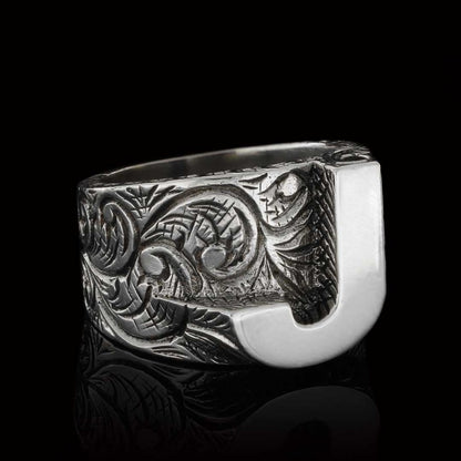 925 Sterling Silver J Letter Ring by SWISS PLUS - Letter Collection - view 5