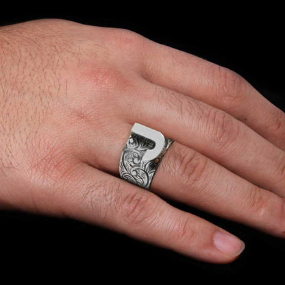 925 Sterling Silver J Letter Ring by SWISS PLUS - Letter Collection - view 7