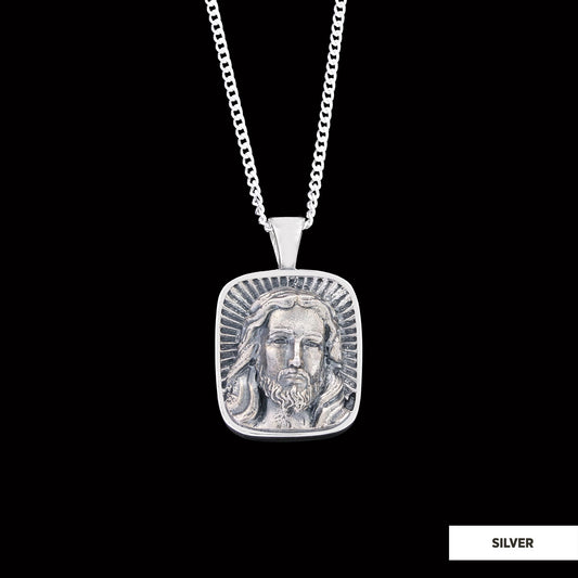 925 Sterling Silver Jesus Necklace, Christian Pendant, Gold Plated Jesus Jewelry, Religious Accessory, Religious Gift for Her Silver - view 1