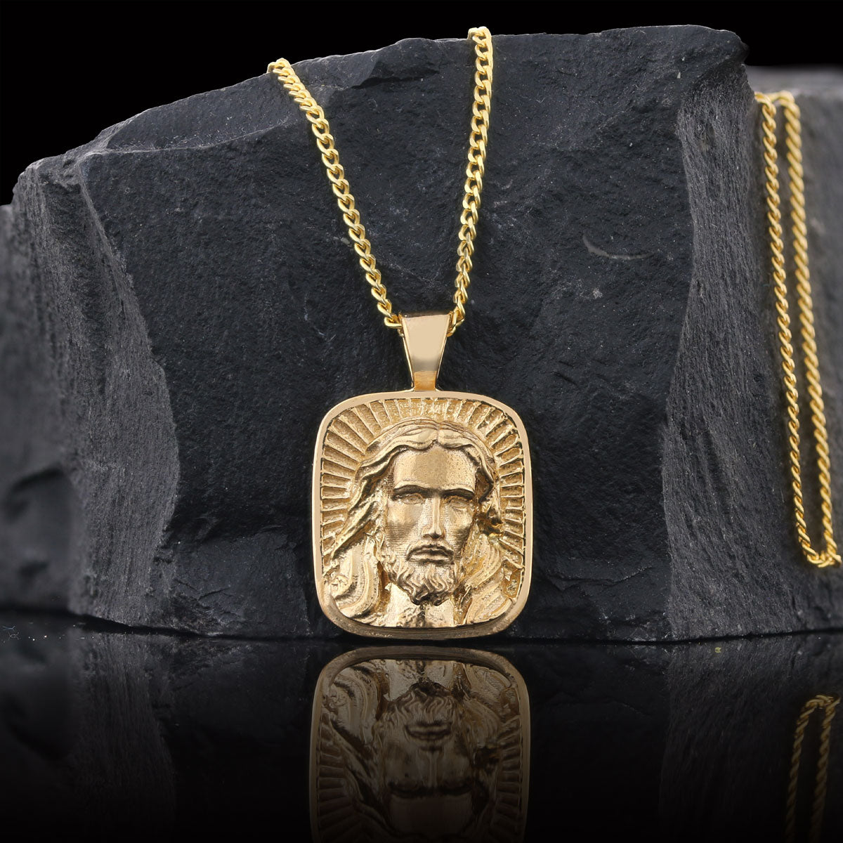 925 Sterling Silver Jesus Necklace, Christian Pendant, Gold Plated Jesus Jewelry, Religious Accessory - view 1