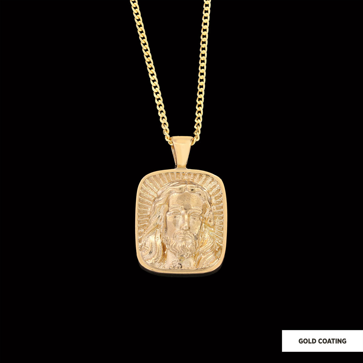 925 Sterling Silver Jesus Necklace, Christian Pendant, Gold Plated Jesus Jewelry, Religious Accessory by SWISS PLUS - Christi