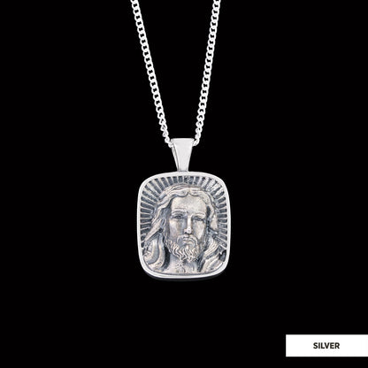925 Sterling Silver Jesus Necklace, Christian Pendant, Gold Plated Jesus Jewelry, Religious Accessory by SWISS PLUS - Christi