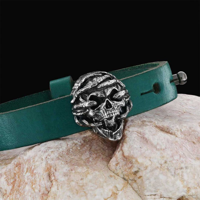 Unique Design Skull Leather Bracelets by SWISS PLUS - Unique Design Leather Bracelets