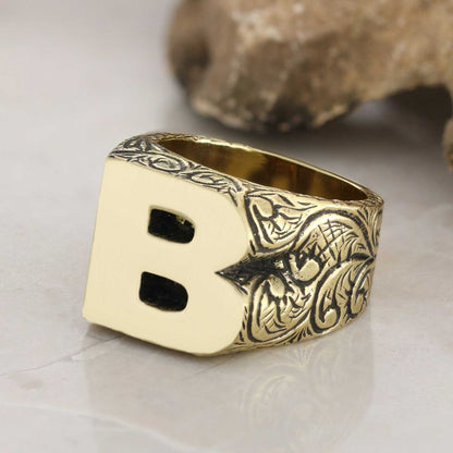 925 Sterling Silver Custom Design Celtic Letter B Ring by SWISS PLUS - Letter Collection