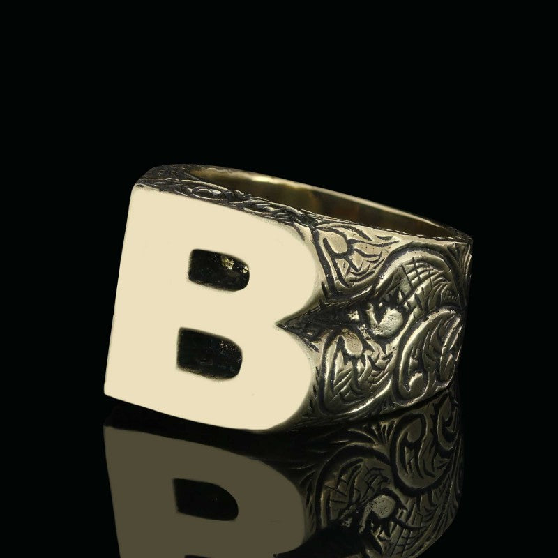 925 Sterling Silver Custom Design Celtic Letter B Ring - view 3