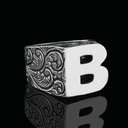 925 Sterling Silver Custom Design Celtic Letter B Ring by SWISS PLUS - Letter Collection - view 4