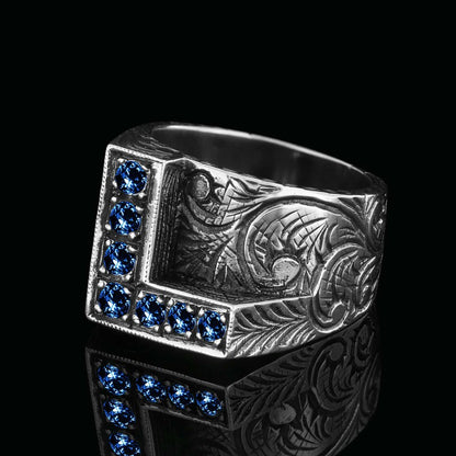 925 Sterling Silver Letter L Ring by SWISS PLUS - Letter Collection - view 2