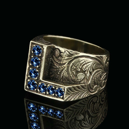 925 Sterling Silver Letter L Ring by SWISS PLUS - Letter Collection - view 5