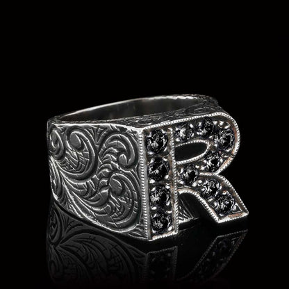 925 Sterling Silver Letter R Bold Alphabet Celtic Ring by SWISS PLUS - Letter Collection - view 6