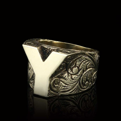 925 Sterling Silver Letter Y Alphabet Ring by SWISS PLUS - Letter Collection - view 2