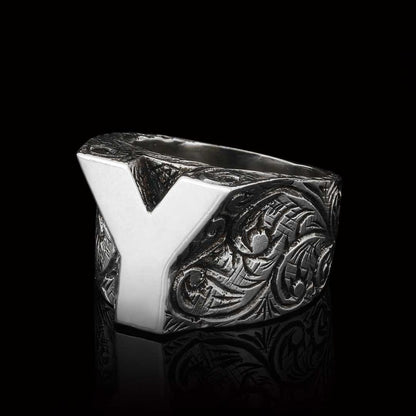 925 Sterling Silver Letter Y Alphabet Ring by SWISS PLUS - Letter Collection - view 4