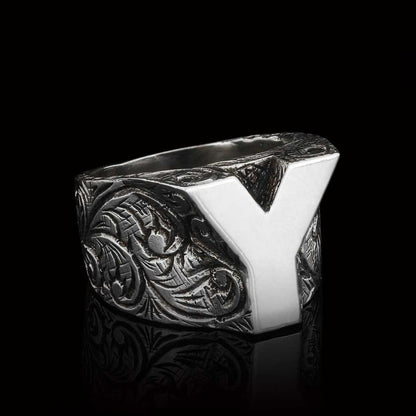 925 Sterling Silver Letter Y Alphabet Ring by SWISS PLUS - Letter Collection - view 5