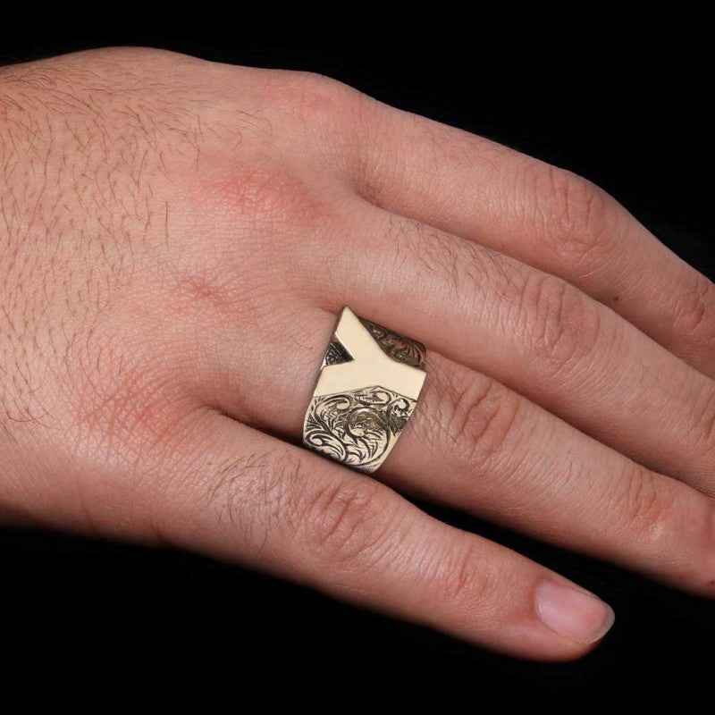 925 Sterling Silver Letter Y Alphabet Ring - view 6