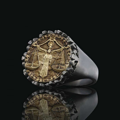 925 Sterling Silver Libra Sign Ring by SWISS PLUS - Zodiac Collection - view 4