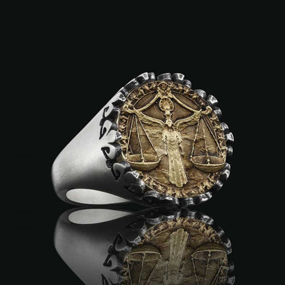 925 Sterling Silver Libra Sign Ring by SWISS PLUS - Zodiac Collection - view 2