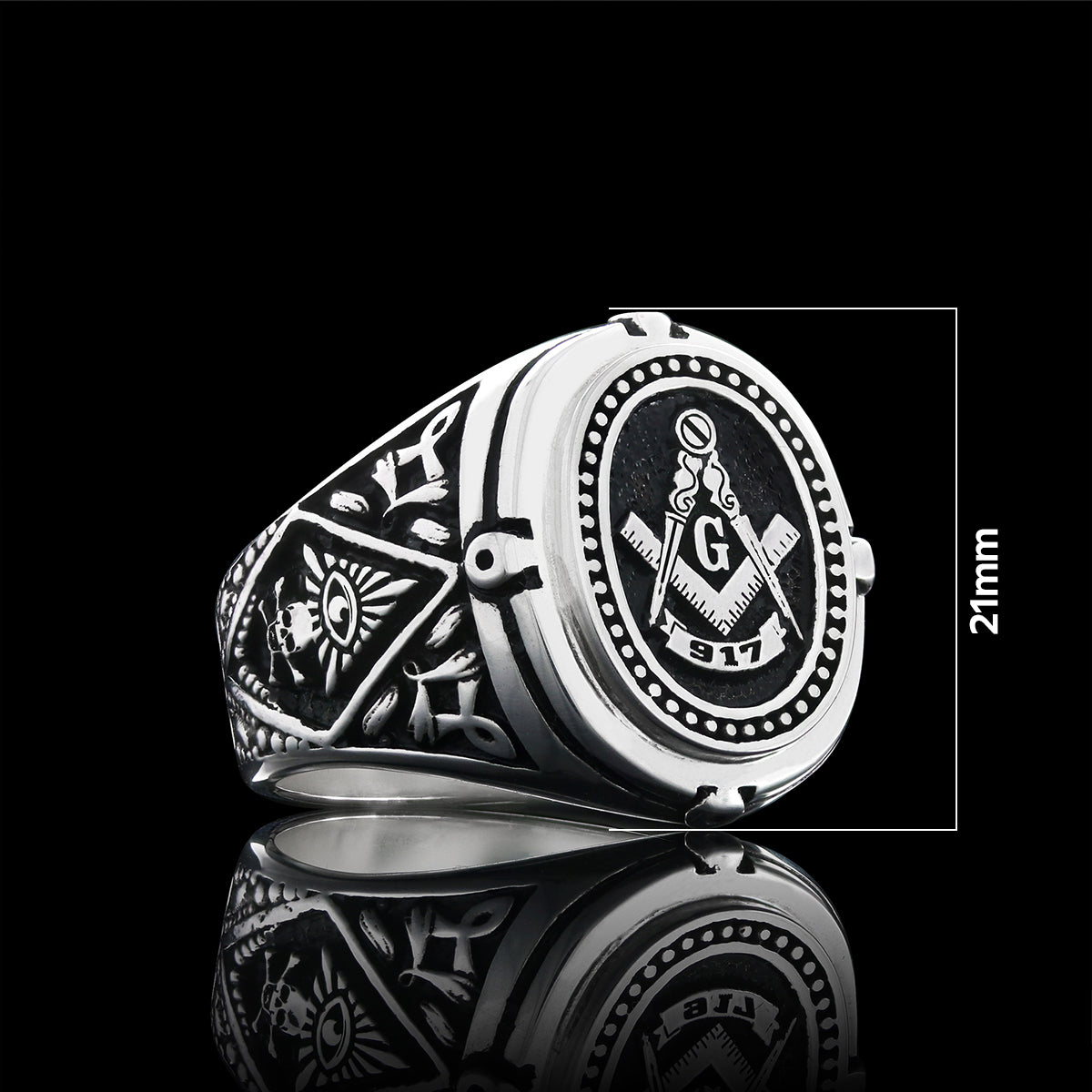 925 Sterling Silver Lodge Canada Masonic Ring - view 6