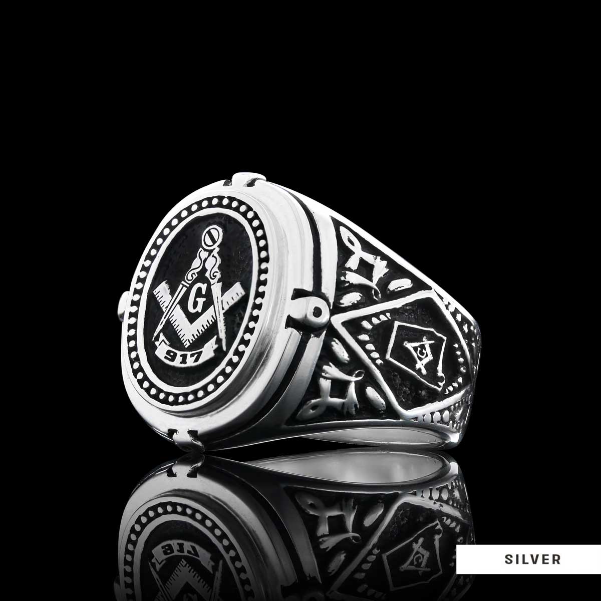 925 Sterling Silver Lodge Canada Masonic Ring - view 4