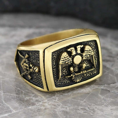 Master Mason Handmade Sterling Silver Men Signet Ring, Freemason Symbol Signet Ring by SWISS PLUS - Mason Collection