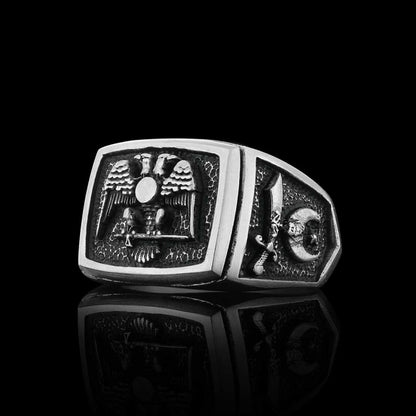 Master Mason Handmade Sterling Silver Men Signet Ring, Freemason Symbol Signet Ring by SWISS PLUS - Mason Collection - view 6