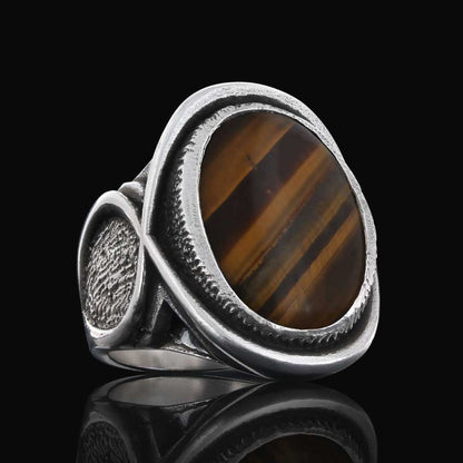 925 Sterling Silver Men Ring With Special Stone by SWISS PLUS - Unique Design Rings - view 5