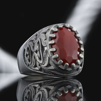 925 Sterling Silver Men Ring with Motif by SWISS PLUS - Unique Design Rings