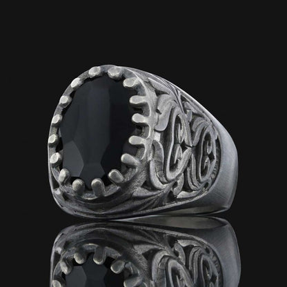 925 Sterling Silver Men Ring with Motif by SWISS PLUS - Unique Design Rings - view 4