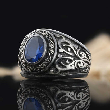 925 Sterling Silver Men Ring with Stone Motif by SWISS PLUS - Unique Design Rings