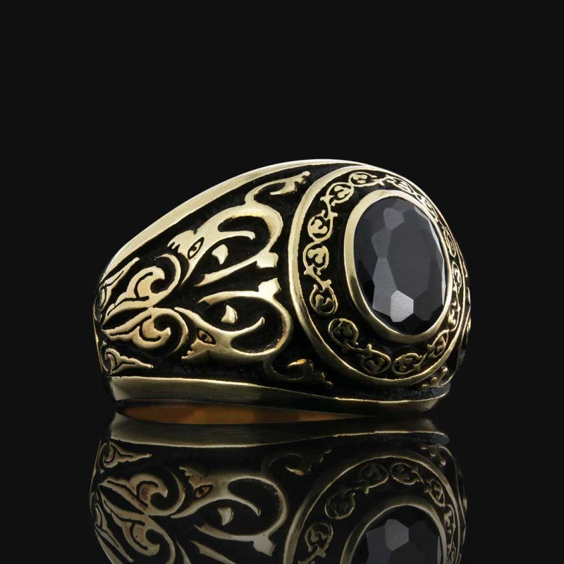 925 Sterling Silver Men Ring with Stone Motif by SWISS PLUS - Unique Design Rings - view 2