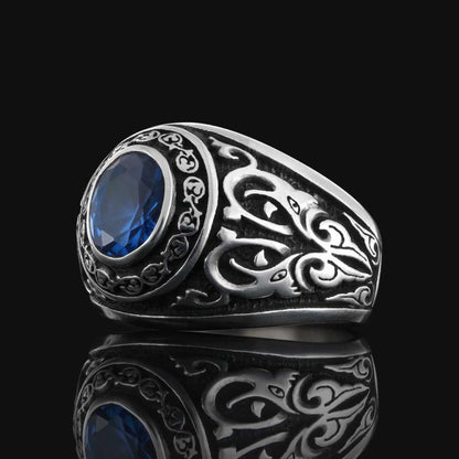 925 Sterling Silver Men Ring with Stone Motif by SWISS PLUS - Unique Design Rings - view 3