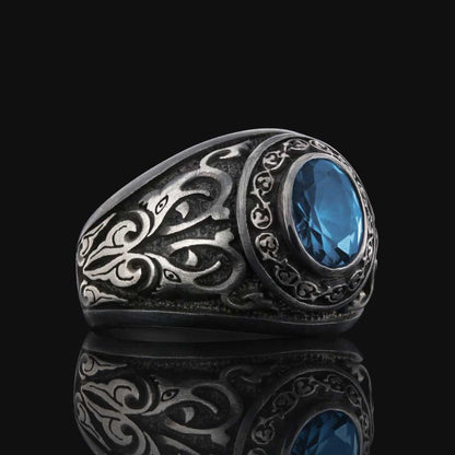 925 Sterling Silver Men Ring with Stone Motif by SWISS PLUS - Unique Design Rings - view 4
