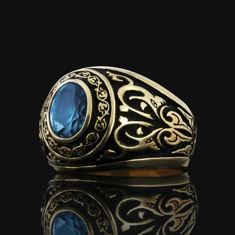 925 Sterling Silver Men Ring with Stone Motif - view 5