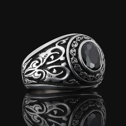 925 Sterling Silver Men Ring with Stone Motif by SWISS PLUS - Unique Design Rings - view 6