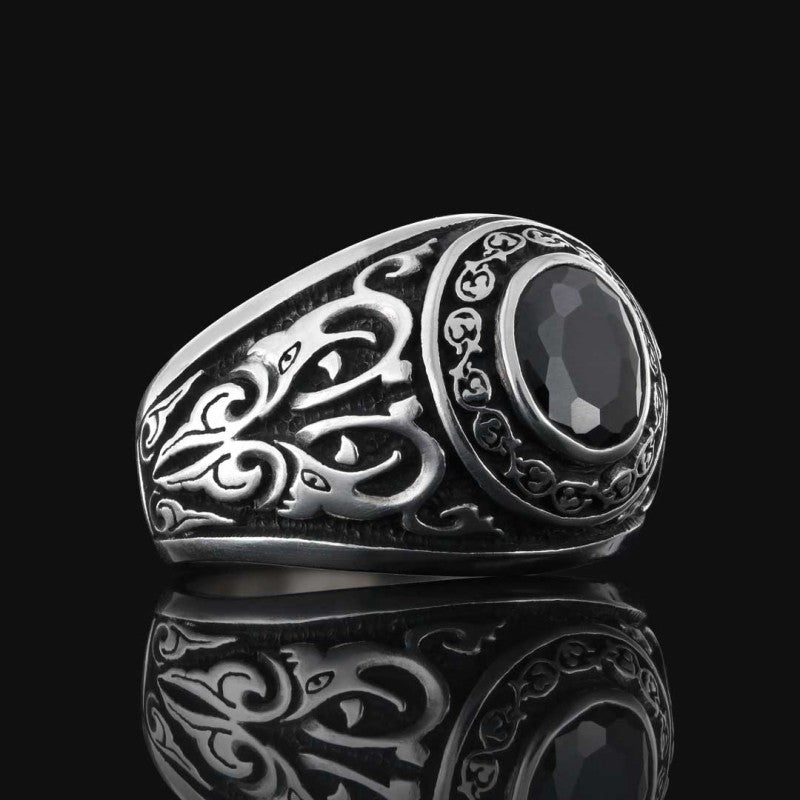 925 Sterling Silver Men Ring with Stone Motif