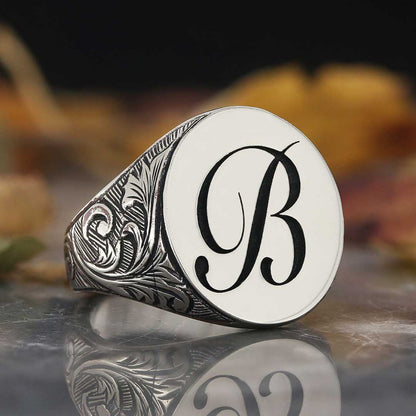 925 Sterling Silver Monogram B Letter Ring by SWISS PLUS - Letter Collection