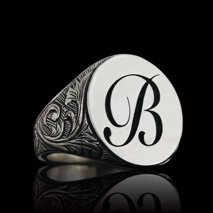 925 Sterling Silver Monogram B Letter Ring by SWISS PLUS - Letter Collection - view 4