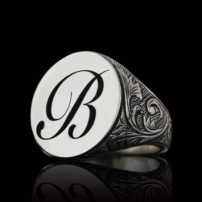 925 Sterling Silver Monogram B Letter Ring