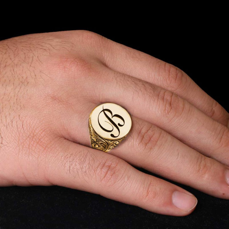 925 Sterling Silver Monogram B Letter Ring - view 7