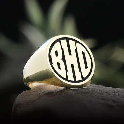 925 Sterling Silver Monogram BHO Letter Ring by SWISS PLUS - Letter Collection