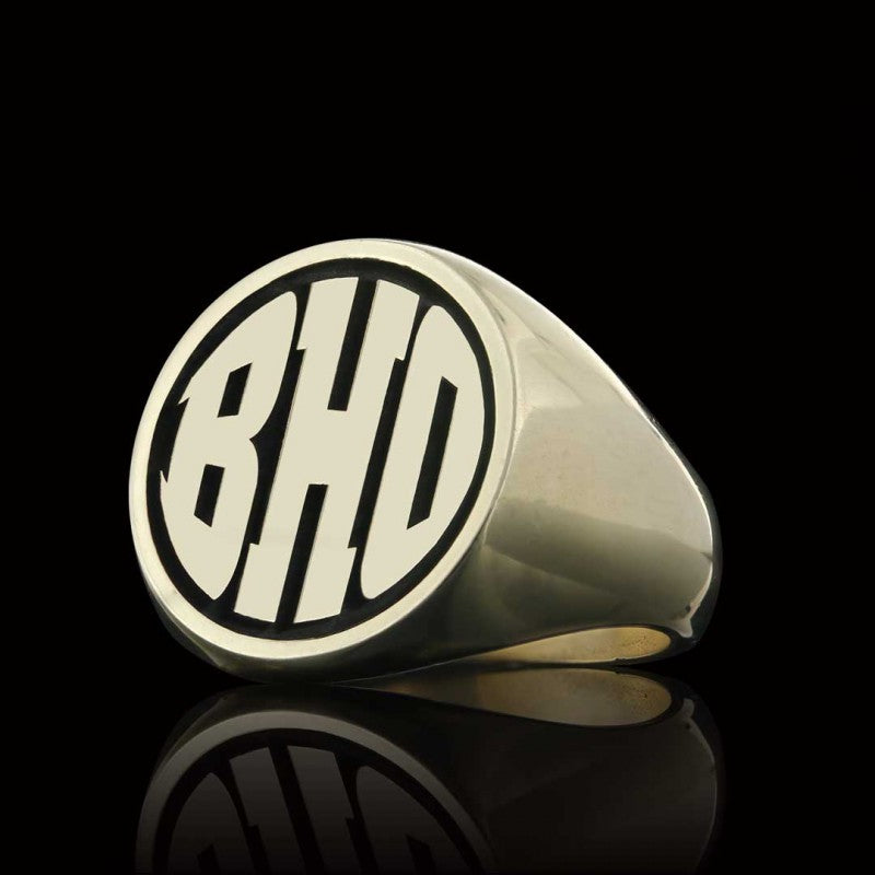 925 Sterling Silver Monogram BHO Letter Ring