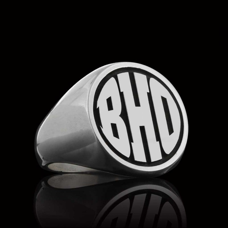 925 Sterling Silver Monogram BHO Letter Ring - view 4